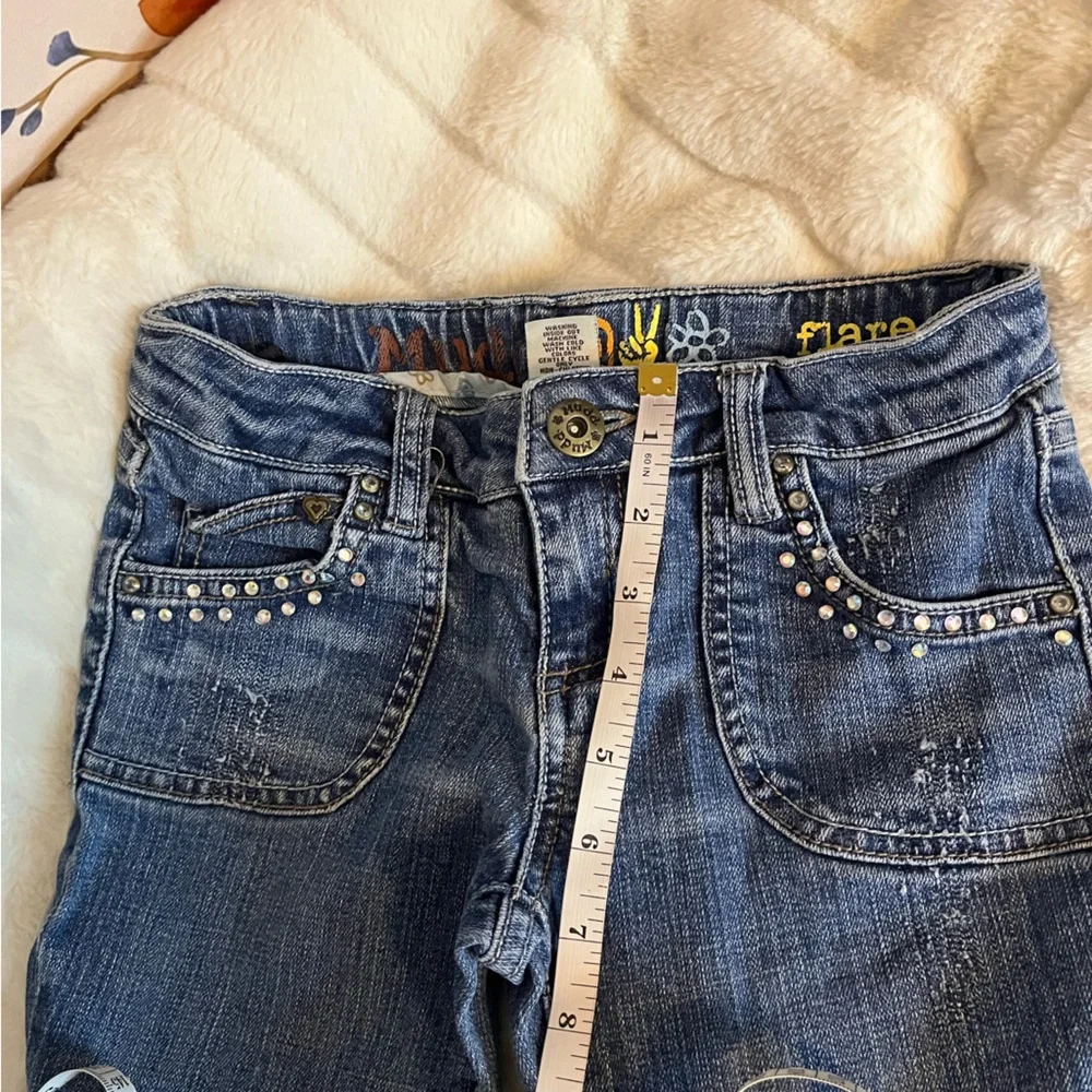 Vintage Y2K Mudd Girls 8 Rhinestone Girlhood Flare Casual Spring Denim Jeans